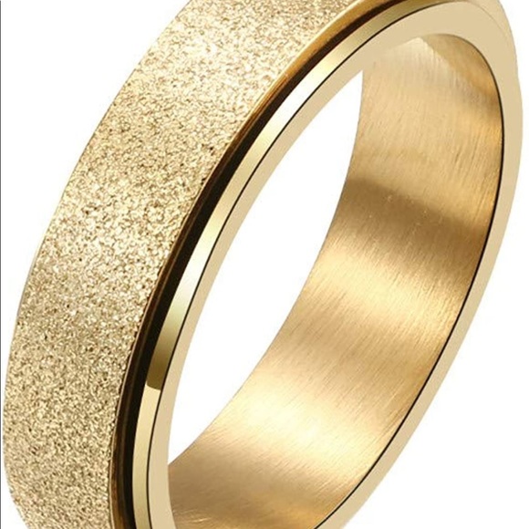 🦋3/$30🦋Stainless Steel Gold Tone Glitter Fidget Spinner Ring, Size 9 - Picture 7 of 9